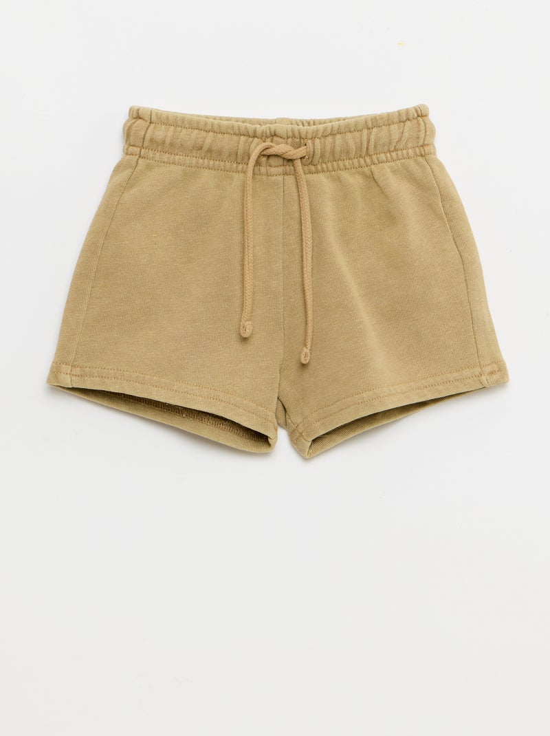 2-delige set met geborduurd T-shirt + short Biege - Kiabi