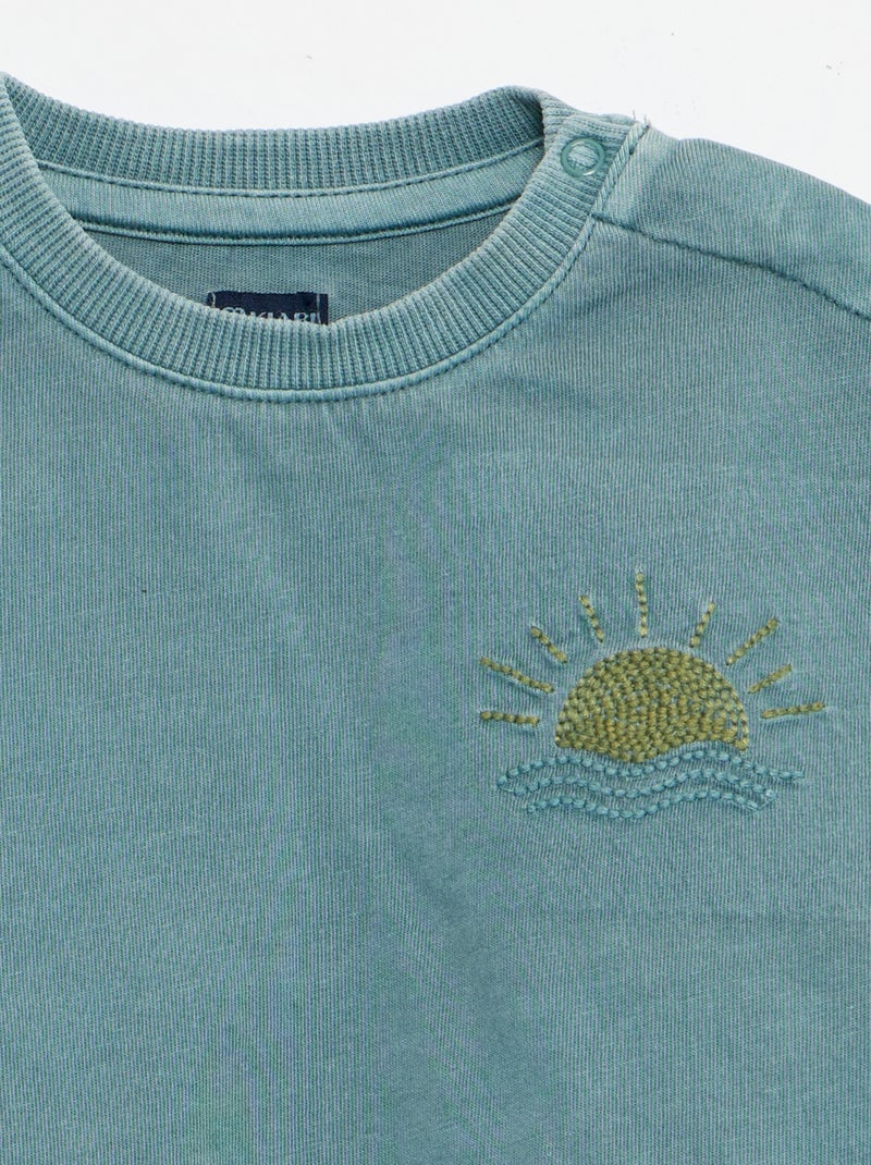 2-delige set met geborduurd T-shirt + short Blauw - Kiabi