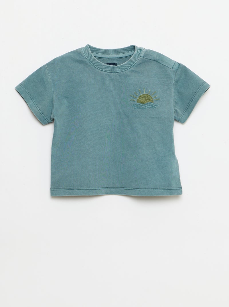 2-delige set met geborduurd T-shirt + short Blauw - Kiabi