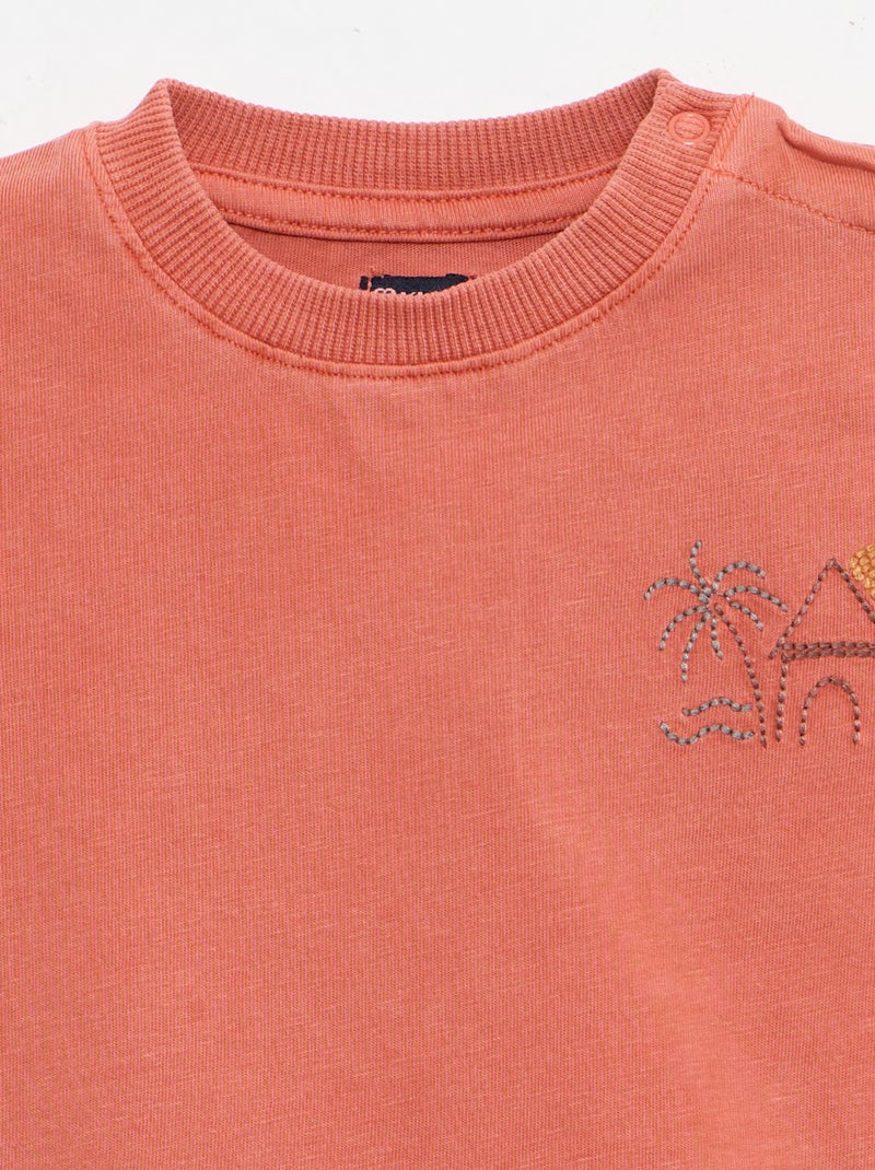 2-delige set met geborduurd T-shirt + short Rood - Kiabi