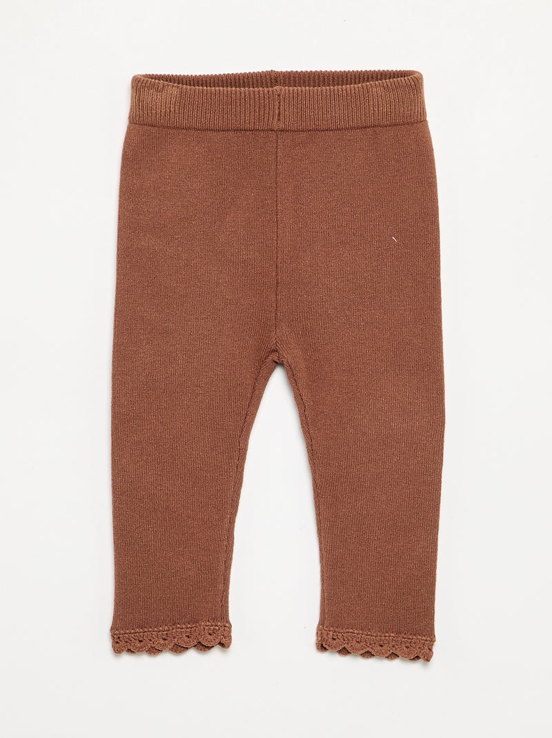2-delige set met sweatshirt en legging van compact breisel Bruin - Kiabi
