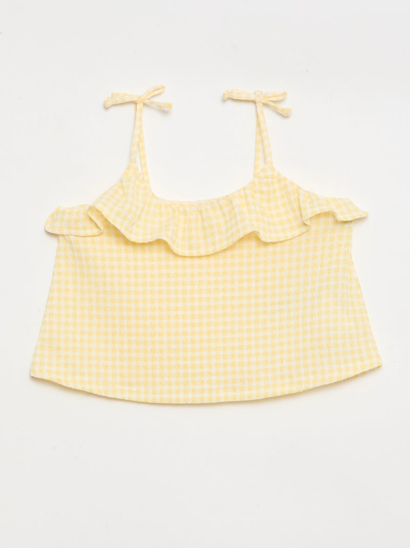 2-delige set met Vichyruit short en top Geel - Kiabi