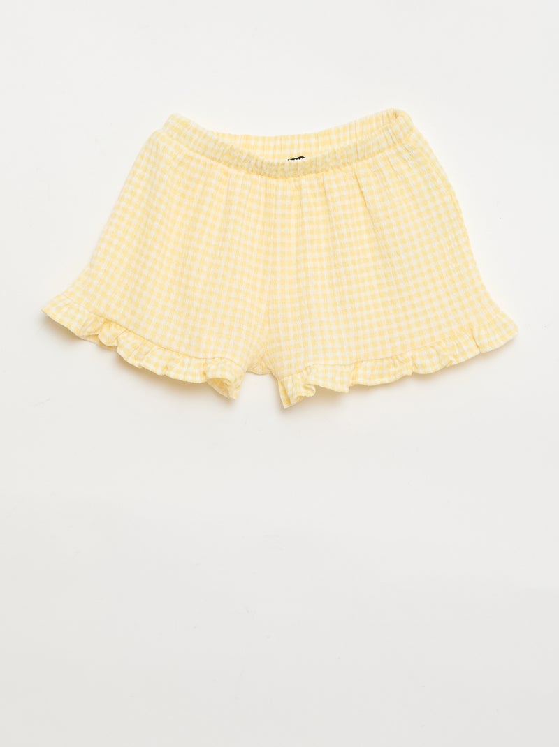 2-delige set met Vichyruit short en top Geel - Kiabi