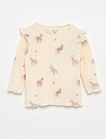2-delige set: Pointelle-T-shirt en broek