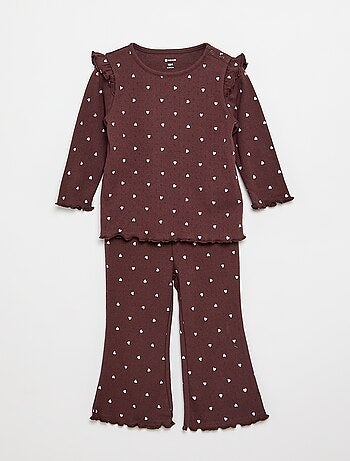 2-delige set: Pointelle-T-shirt en broek
