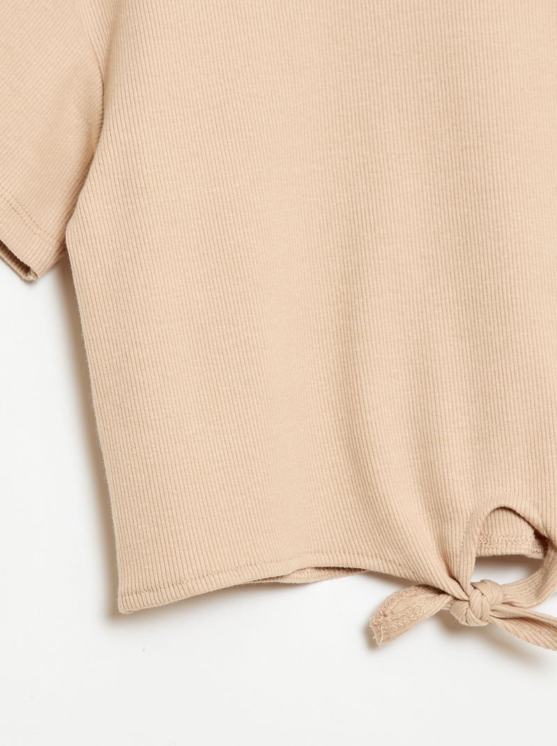2-delige set: T-shirt en broek met flared pijpen Beige - Kiabi