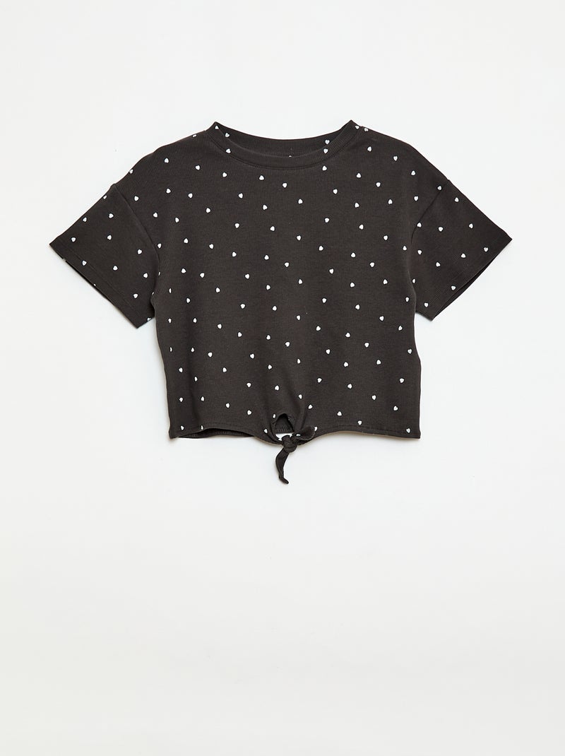 2-delige set: T-shirt en broek met flared pijpen Zwart - Kiabi