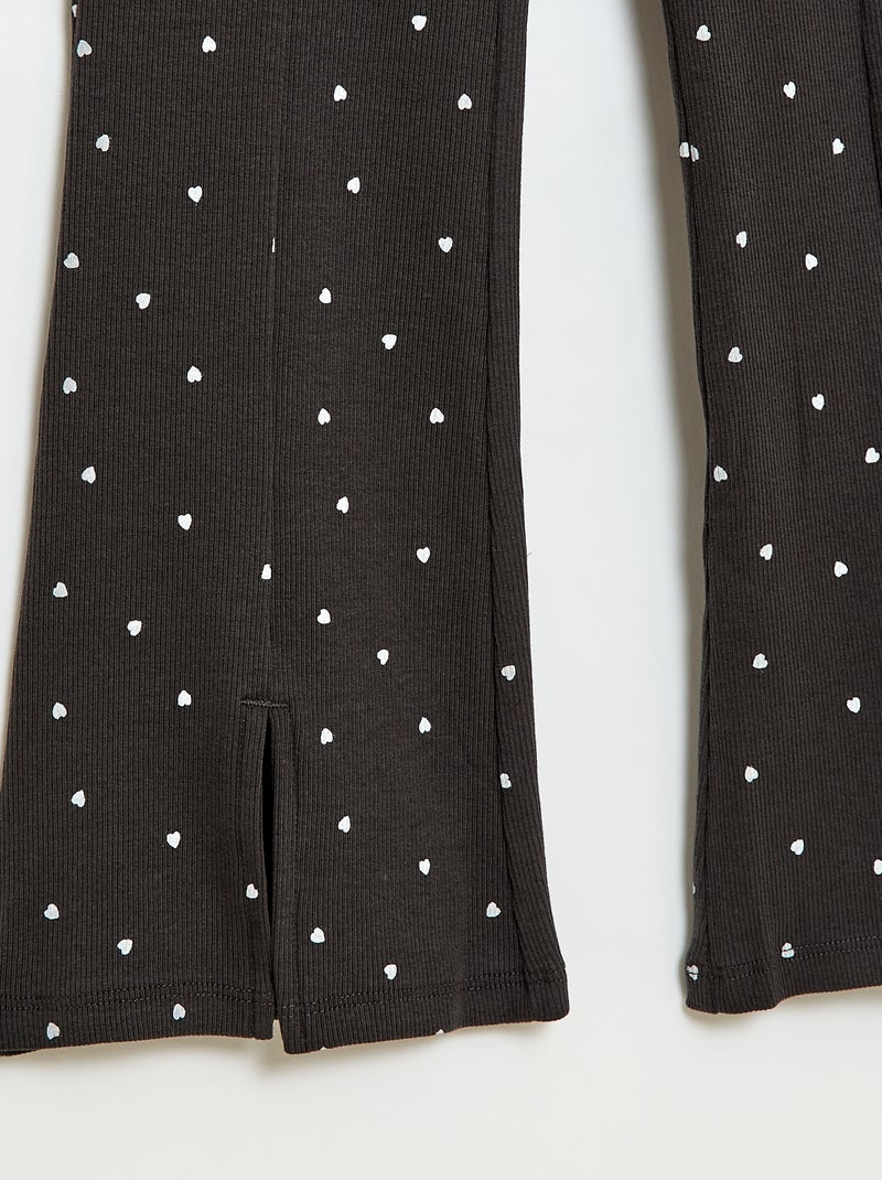 2-delige set: T-shirt en broek met flared pijpen Zwart - Kiabi