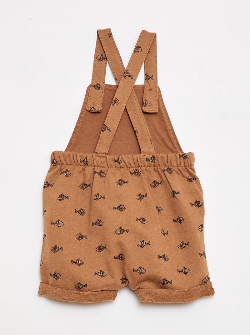 2-delige set T-shirt + tuinbroekshort Bruin - Kiabi