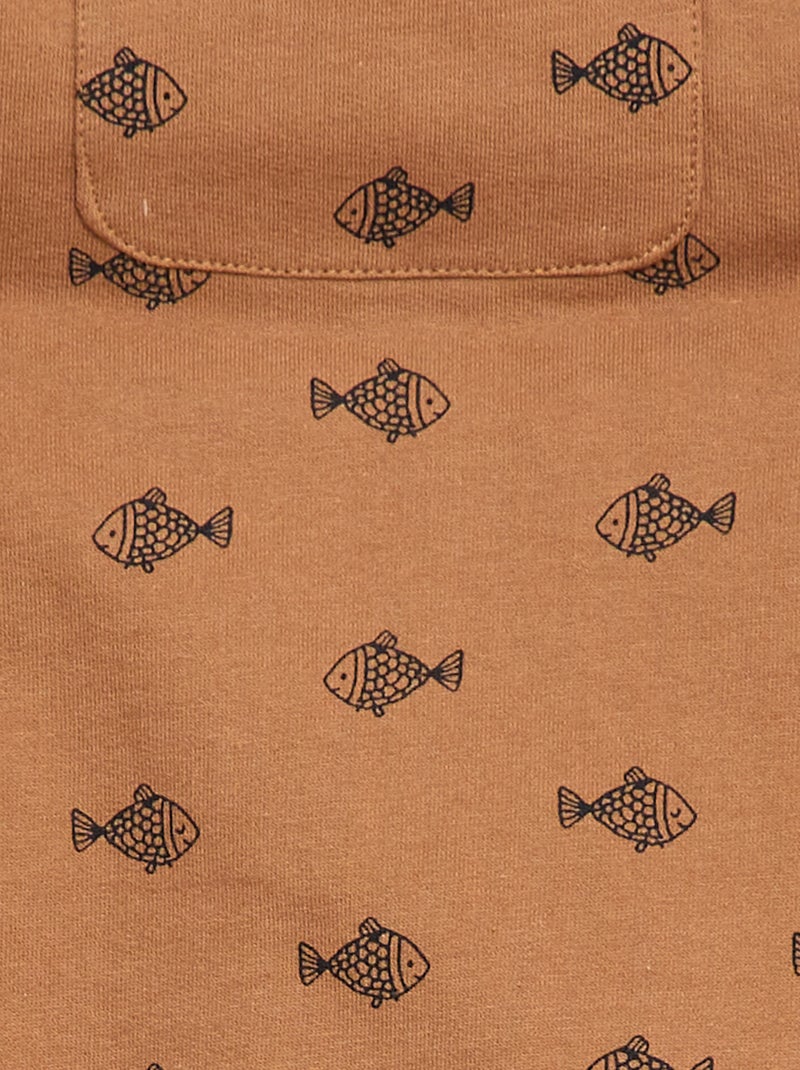 2-delige set T-shirt + tuinbroekshort Bruin - Kiabi