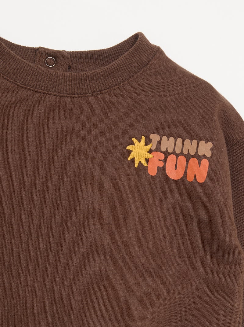 2-delige set van fleece - sweatshirt + sporttraining Bruin - Kiabi