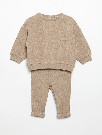 2-delige set van geribde stof - Sweater + broek