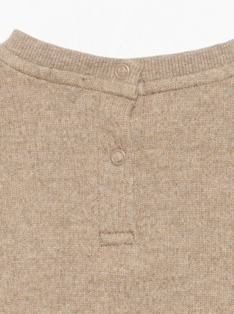 2-delige set van geribde stof - Sweater + broek Biege - Kiabi