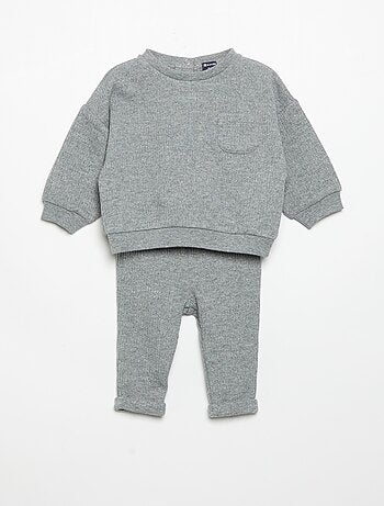 2-delige set van geribde stof - Sweater + broek