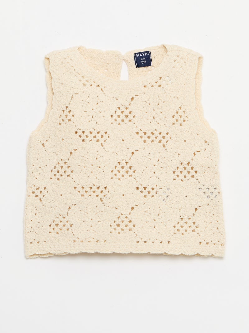 2-delige set van haakbreisel - top + short Wit - Kiabi