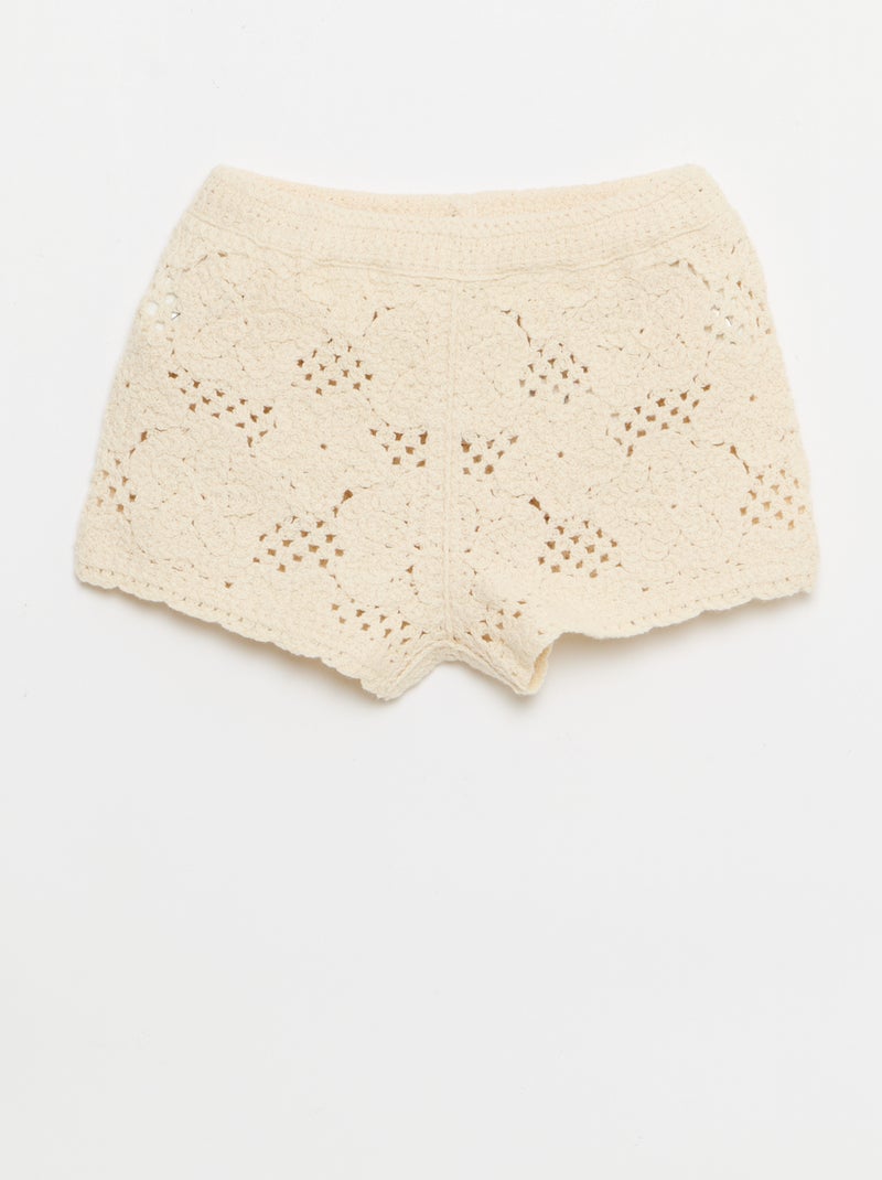 2-delige set van haakbreisel - top + short Wit - Kiabi