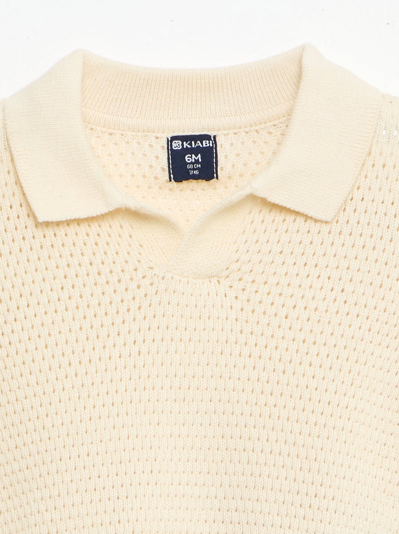 2-delige set van tricot - Poloshirt + short Beige - Kiabi