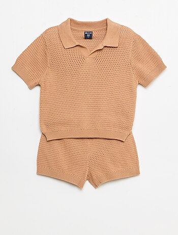 2-delige set van tricot - Poloshirt + short