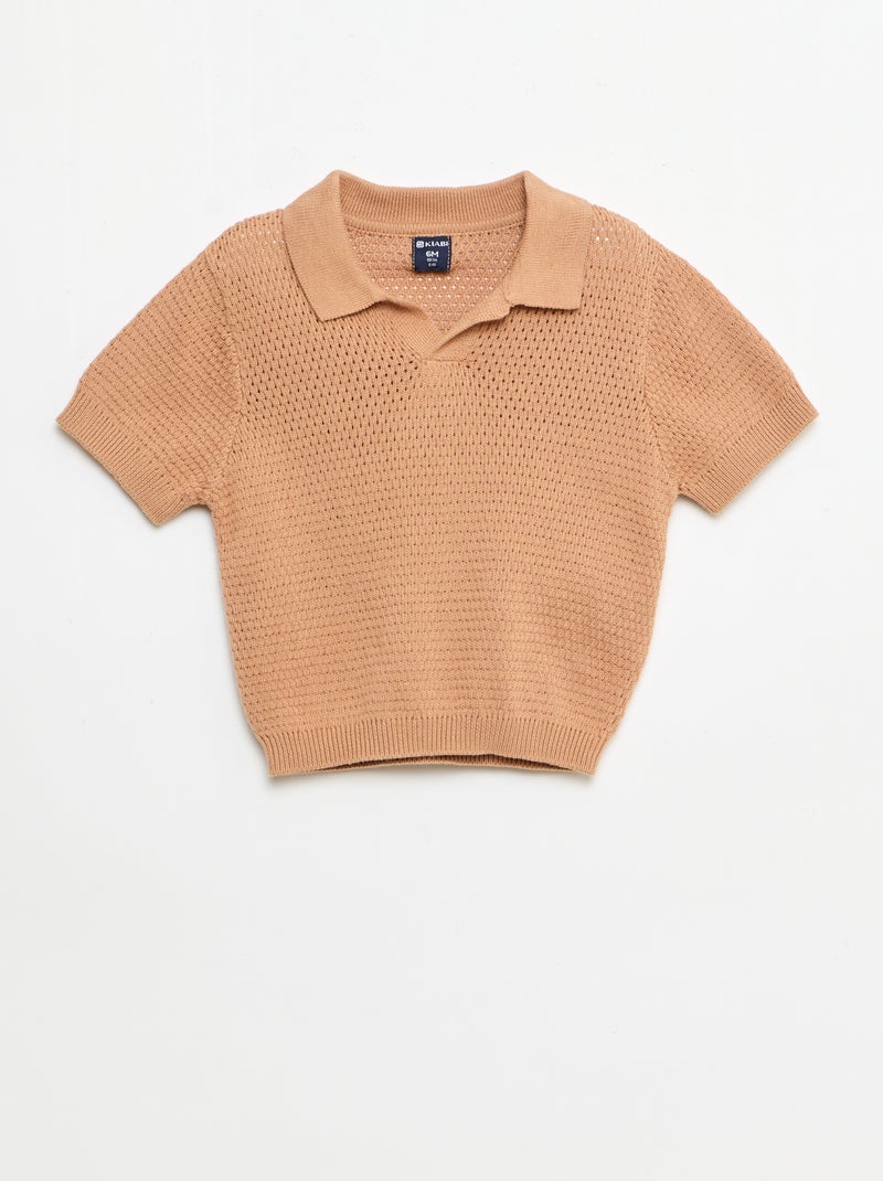 2-delige set van tricot - Poloshirt + short Bruin - Kiabi