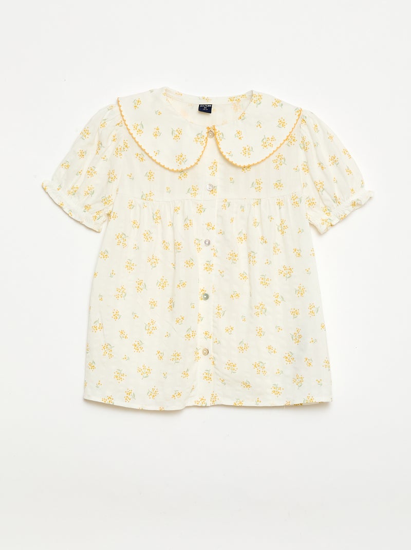 2-delige shortpyjama met ruches Ecru - Kiabi