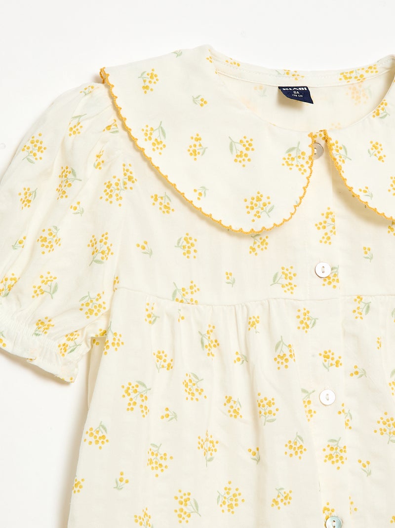 2-delige shortpyjama met ruches Ecru - Kiabi
