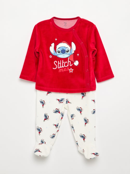 2-delige 'Stitch' kerstpyjama van fluweel met voetjes - Kiabi