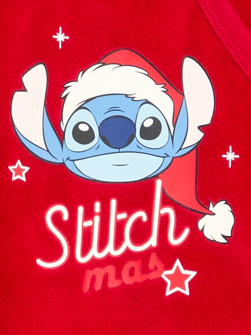 2-delige 'Stitch' kerstpyjama van fluweel met voetjes - Kiabi