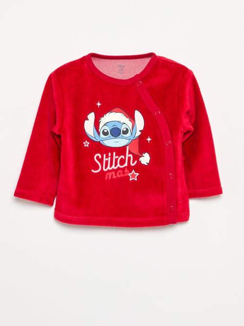 2-delige 'Stitch' kerstpyjama van fluweel met voetjes - Kiabi