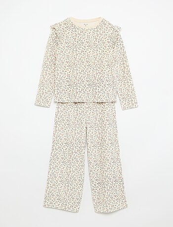 2-delige velours pyjama met print - Sweater + broek
