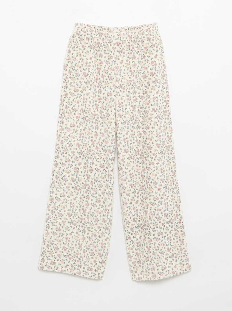 2-delige velours pyjama met print - Sweater + broek Biege - Kiabi