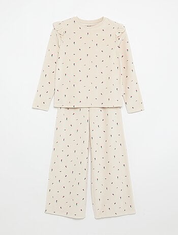 2-delige velours pyjama met print - Sweater + broek