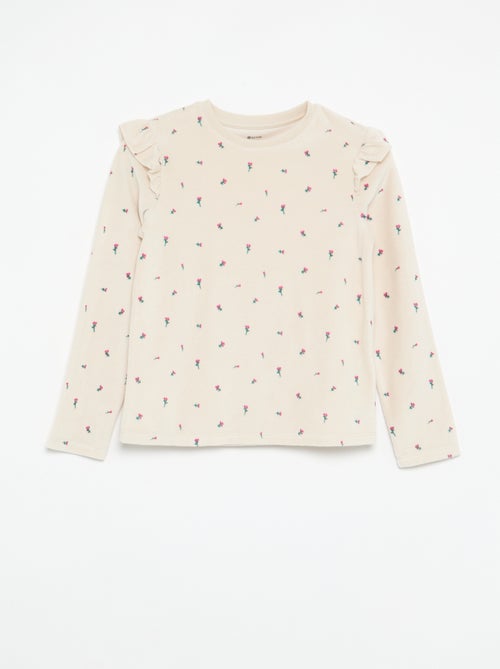 2-delige velours pyjama met print - Sweater + broek - Kiabi
