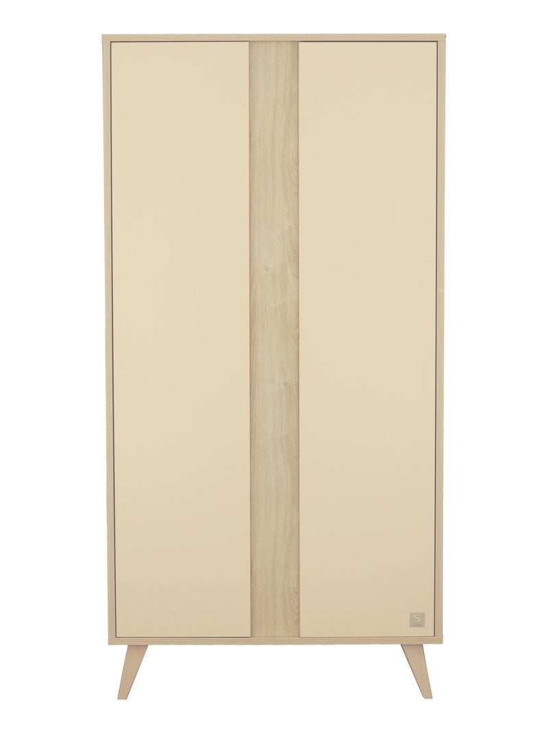 2-deurs babykledingkast met houten poten Bruin - Kiabi