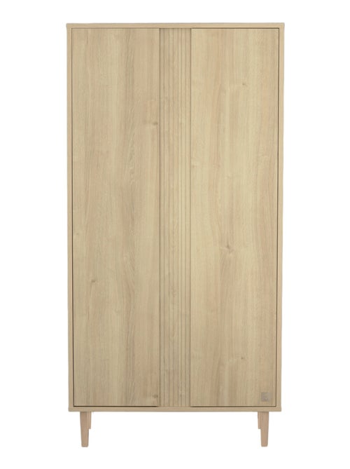 2-deurs kledingkast met gestructureerd imitatiehout detail en houten poten - Kiabi 2-deurs kledingkast met gestructureerd imitatiehout detail en houten poten - Kiabi