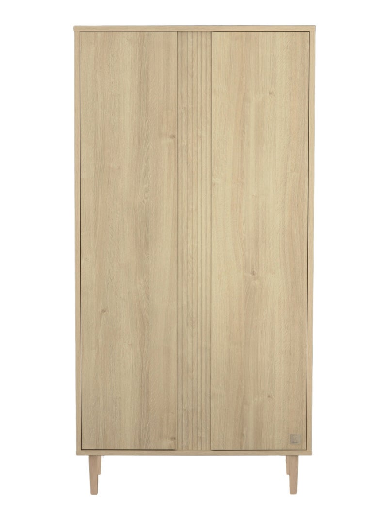 2-deurs kledingkast met gestructureerd imitatiehout detail en houten poten Bruin - Kiabi