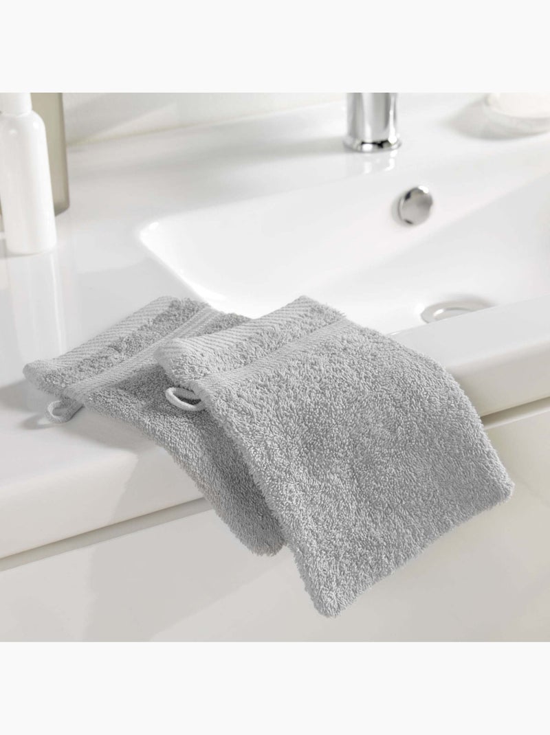 2 gants de toilette éponge unie tendresse Gris perle - Kiabi