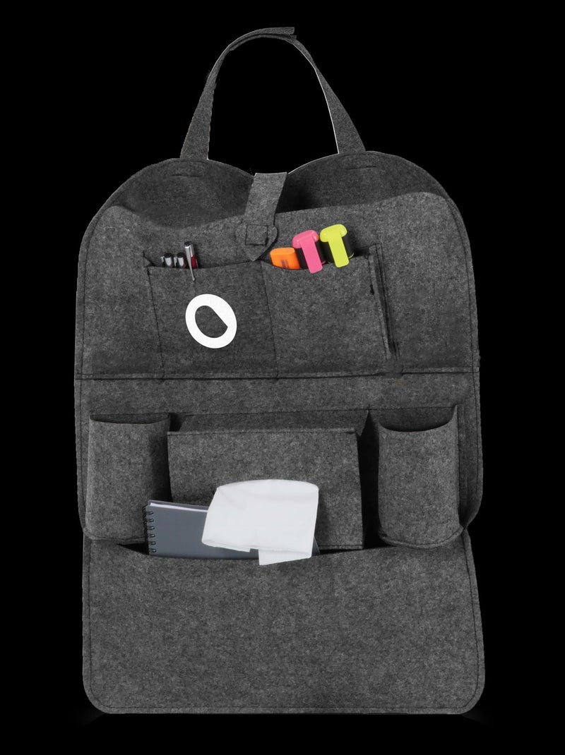 2-in-1 autostoelorganizer LIONELO Organizer – 7 vakken van verschillende formaten Wit Grijs - Kiabi