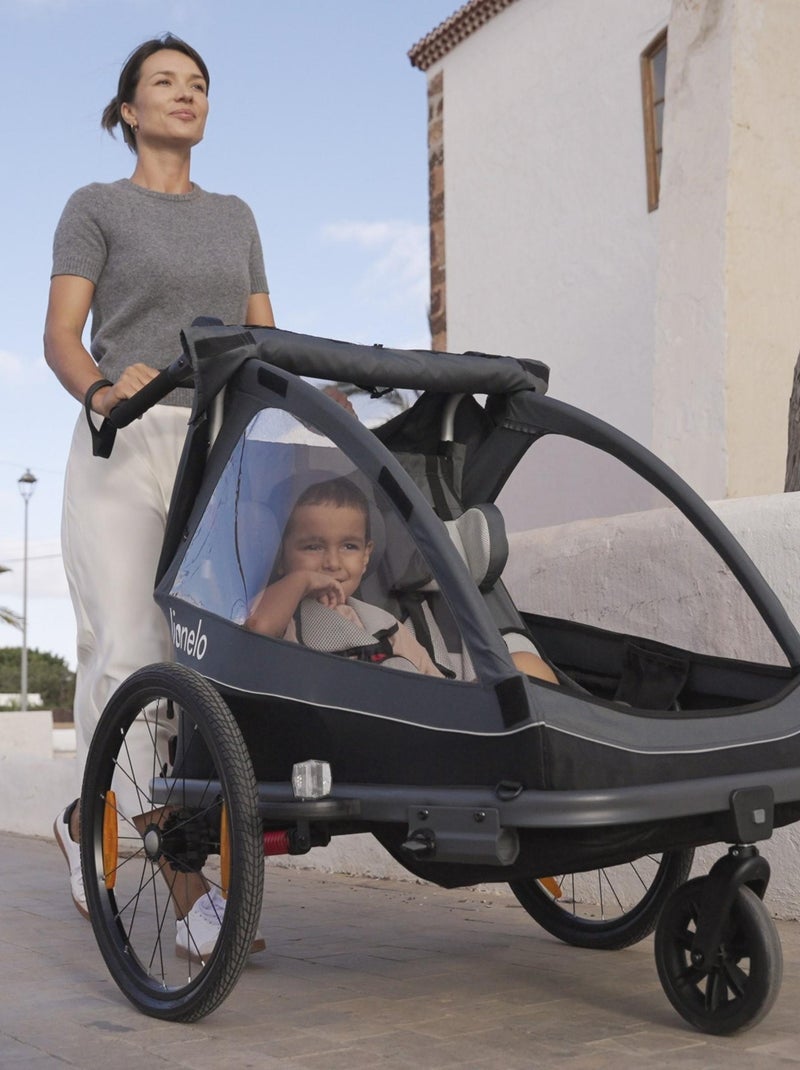 2-in-1 Fietskar LIONELO Cama - All-terrain buggy - 2 kinderen - Tot 6 jaar Grijs - Kiabi