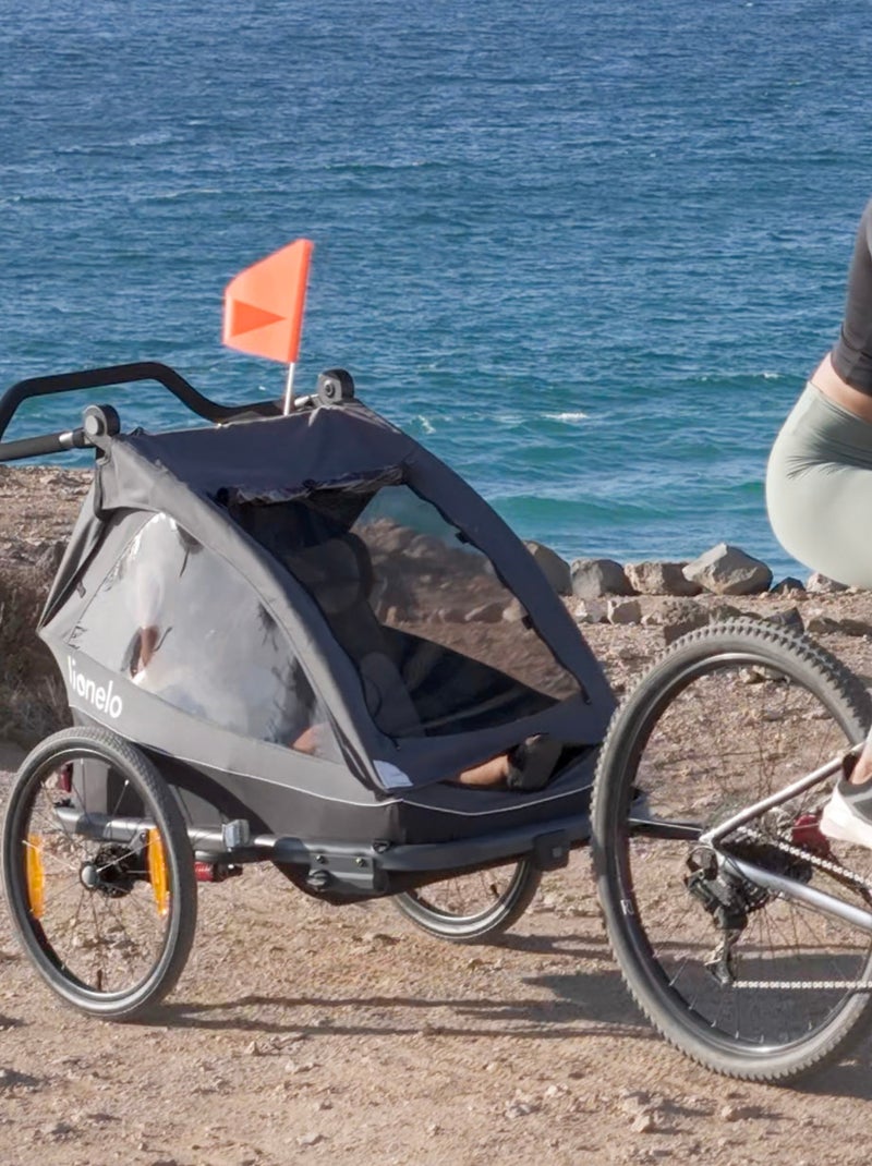 2-in-1 Fietskar LIONELO Cama - All-terrain buggy - 2 kinderen - Tot 6 jaar Grijs Grijs - Kiabi