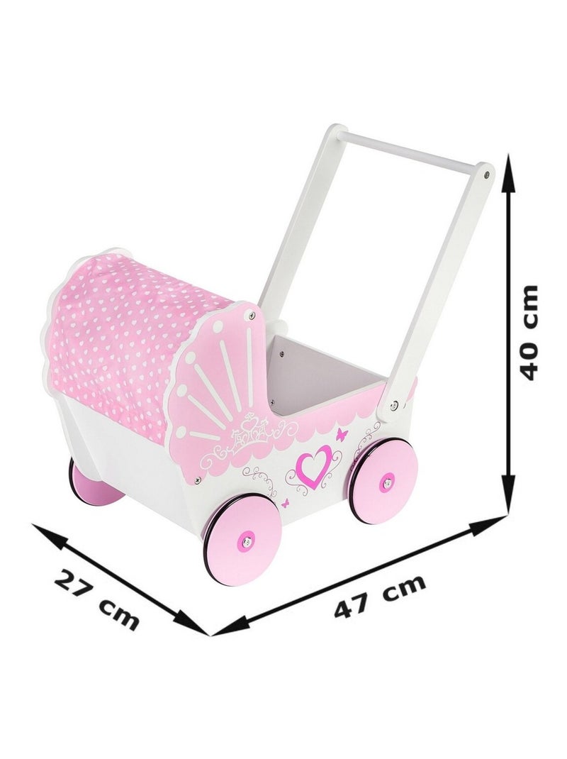 2-in-1 houten poppenwagen roze – poppenwagen en loopwagen voor de eerste stapjes N.v.t. - Kiabi