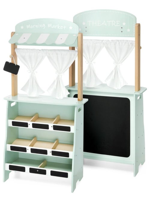 2-in-1 houten speelstandaard – winkel en poppentheater - Kiabi 2-in-1 houten speelstandaard – winkel en poppentheater - Kiabi