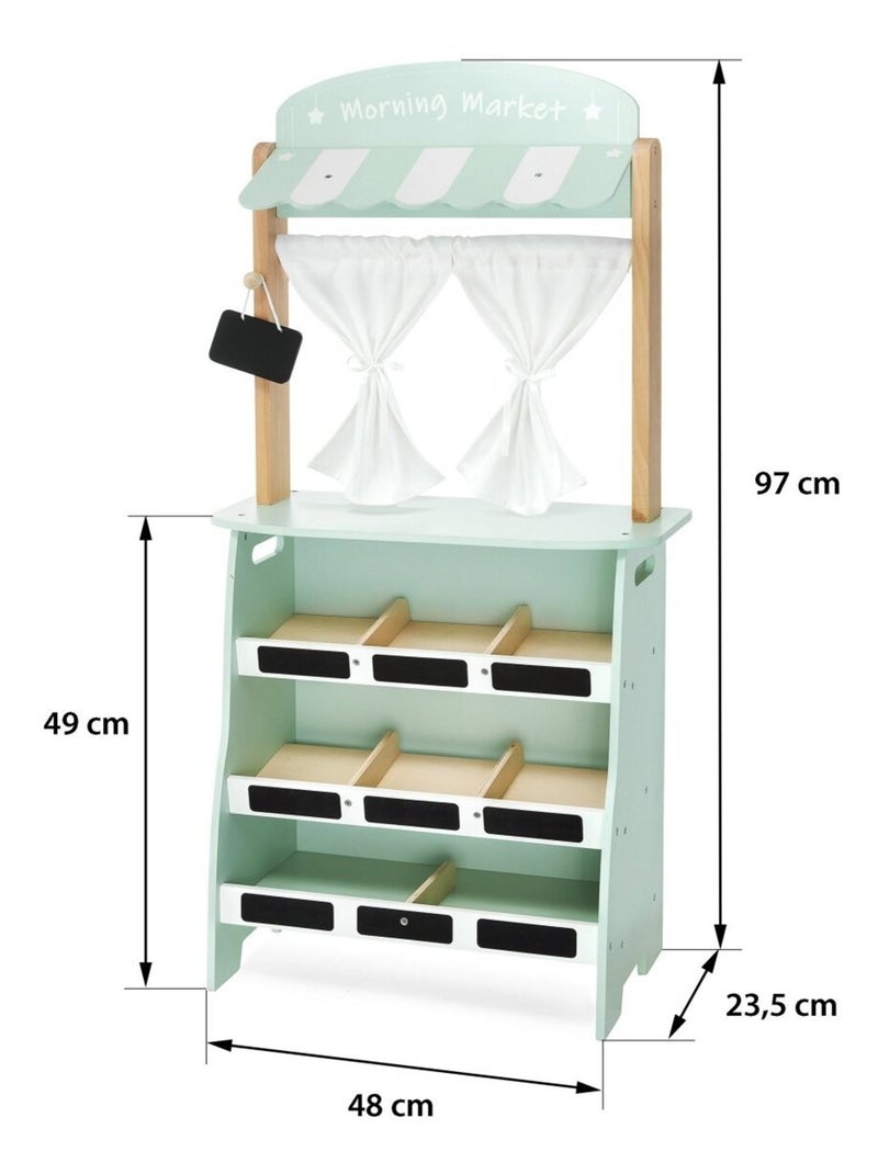 2-in-1 houten speelstandaard – winkel en poppentheater N.v.t. - Kiabi