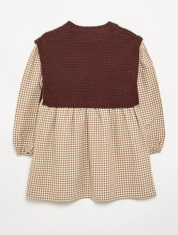 2-in-1-jurk met bovenstuk van jerseytricot en onderkant van flanel