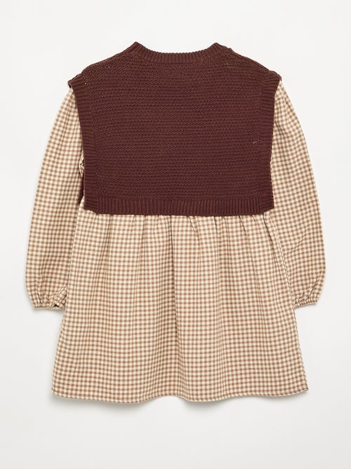 2-in-1-jurk met bovenstuk van jerseytricot en onderkant van flanel - Kiabi