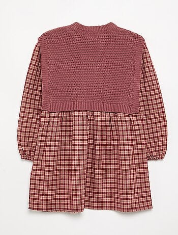 2-in-1-jurk met bovenstuk van jerseytricot en onderkant van flanel