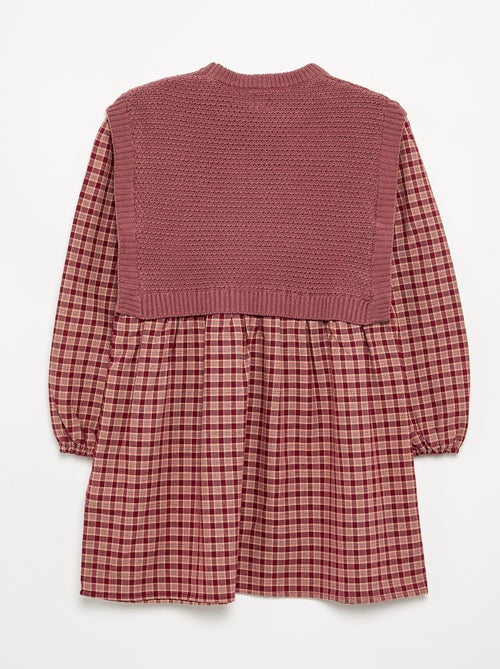 2-in-1-jurk met bovenstuk van jerseytricot en onderkant van flanel - Kiabi