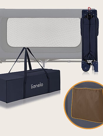 2-in-1 reisbedje LIONELO Jasmin – Babybox – Snel inklapbaar – Wieltjes – 0–36 maanden – Zijvak