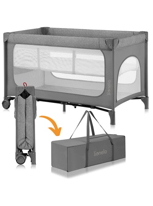 2-in-1 reisbedje LIONELO Jasmin – Babybox – Snel inklapbaar – Wieltjes – 0–36 maanden – Zijvak - Kiabi 2-in-1 reisbedje LIONELO Jasmin – Babybox – Snel inklapbaar – Wieltjes – 0–36 maanden – Zijvak - Kiabi