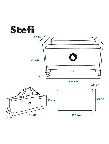 2-in-1 reisbedje LIONELO Stefi – Babybox – 125 x 65 cm – Wieltjes – 0-36 maanden – Inclusief tas