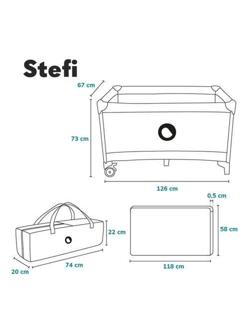 2-in-1 reisbedje LIONELO Stefi – Babybox – 125 x 65 cm – Wieltjes – 0-36 maanden – Inclusief tas - Kiabi 2-in-1 reisbedje LIONELO Stefi – Babybox – 125 x 65 cm – Wieltjes – 0-36 maanden – Inclusief tas - Kiabi